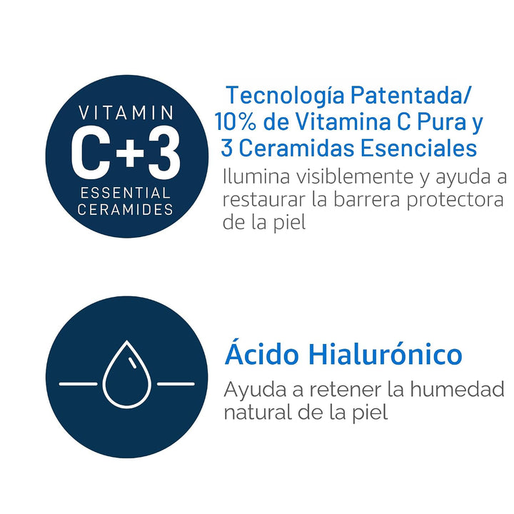 CeraVe Suero de Vitamina C con Ácido Hialurónico, Suero Iluminador...