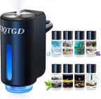Ambientador inteligente para automóvil, difusor de ambientador de coche con 3 modos ajustables, aromatizante recargable para Carro con 8 piezas de aceite esencial, de larga duración, negro