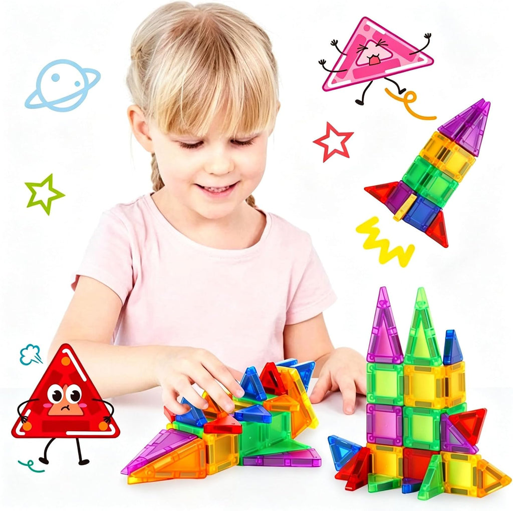 Bloques de construcción magnéticos educativos para niños, juguetes de construcción creativos STEM, seguros y duraderos, adecuados para niños y niñas, regalos de 100 unidades