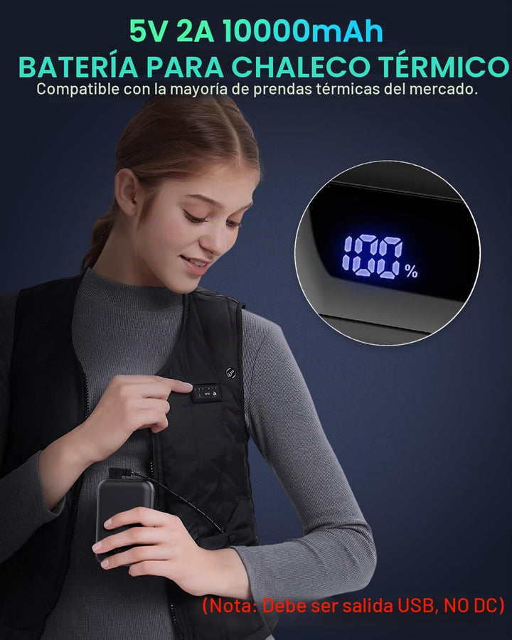 Banco de energía de bolsillo de 10000 mAh para chaqueta térmica, pa...