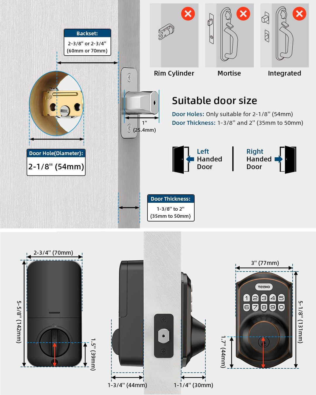 TEEHO TE001 - Cerradura inteligente para puerta de entrada, sin lla...
