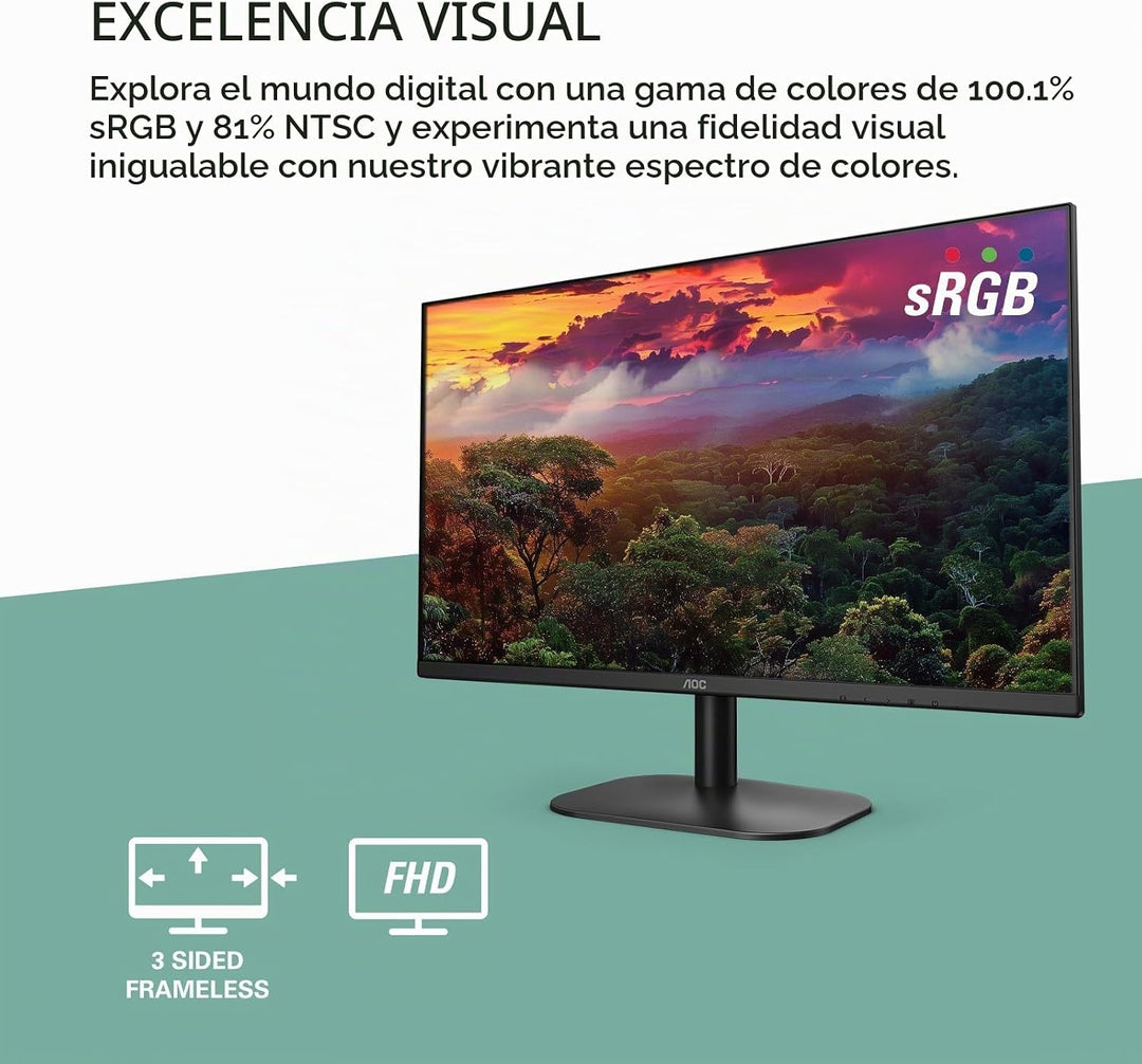 AOC 27B2H2 Monitor IPS sin marco de 27 pulgadas, FHD 1920 x 1080, 1...