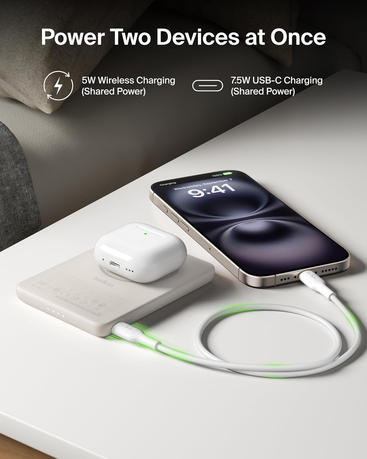 Belkin MagSafe Power Bank 5,000 mAh, cargador portátil ultradelgado...