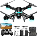 Drone con cámara 1080P, cuadricóptero de control remoto con selfie gestual, retención de altitud, inicio de una tecla, giros 3D, 2 baterías, negro