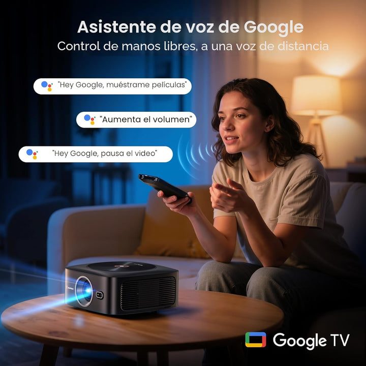 Proyector inteligente Google TV con licencia oficial 1500 ANSI, HAP...