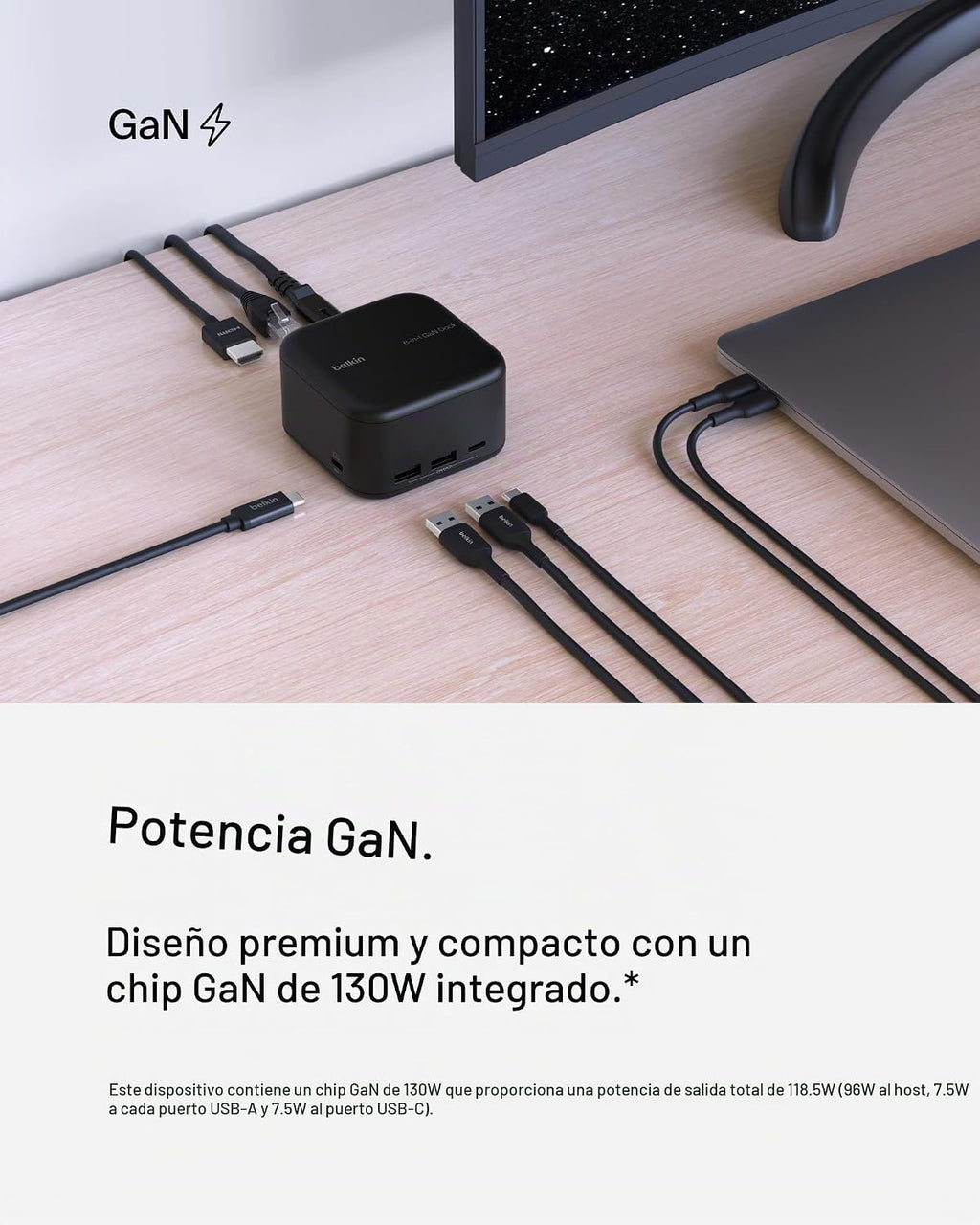 Belkin Estación de acoplamiento USB-C 6 en 1 Core GaN