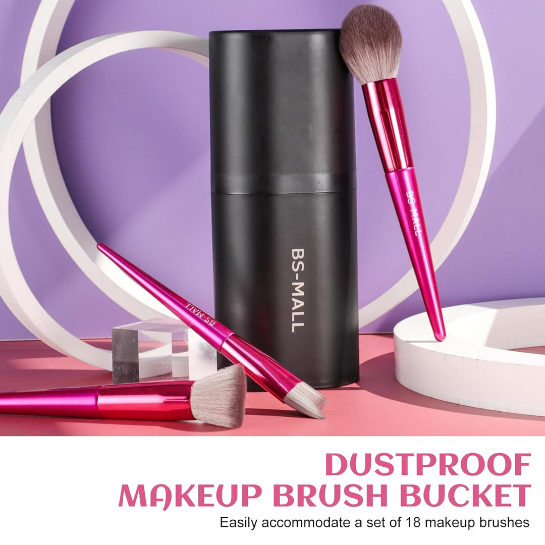 BS-MALL - Juego de 18 brochas de maquillaje con cerdas de fibra sin...