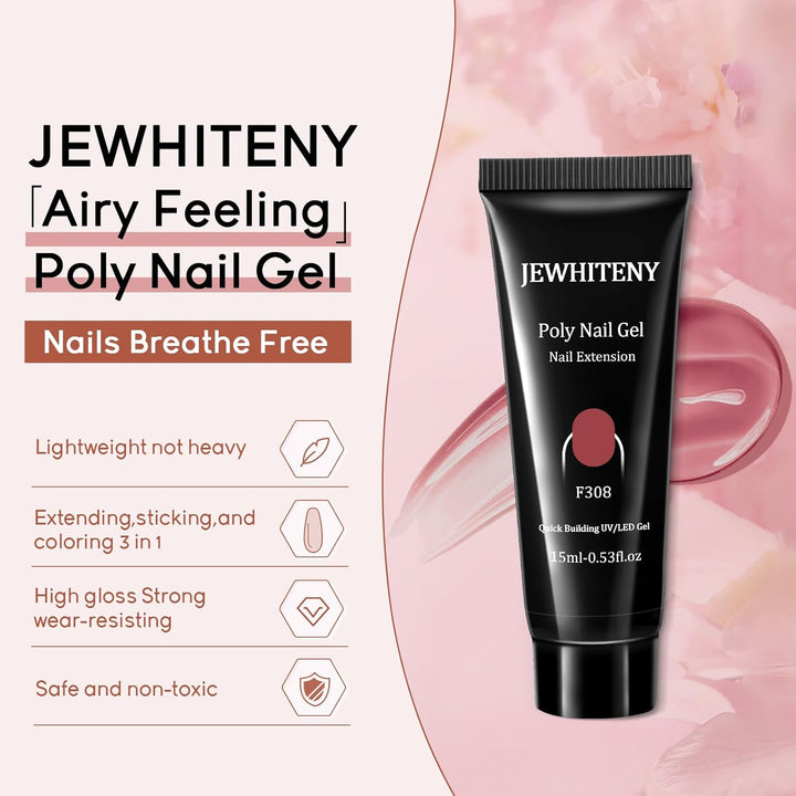 JEWHITENY Kit de uñas de gel de extensión de polímero de 14 colores...
