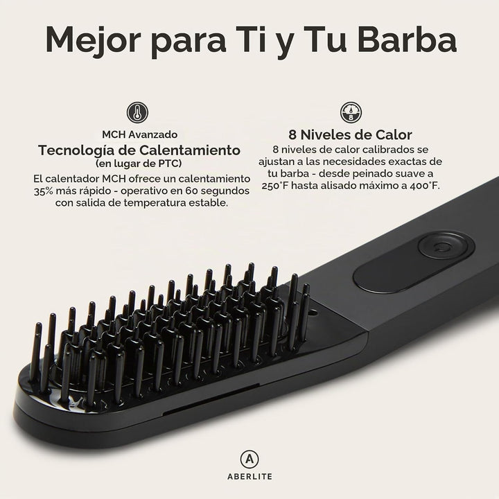 Aberlite Alisador delgado para barba y cabello, peine antiquemadura...