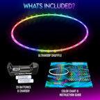 UltraHoop Shuffle LED Hoop – Aro LED inteligente con cambio de color automático y más de 100 patrones de luz – Recargable, plegable, juguetes de flujo que brillan en la oscuridad para
