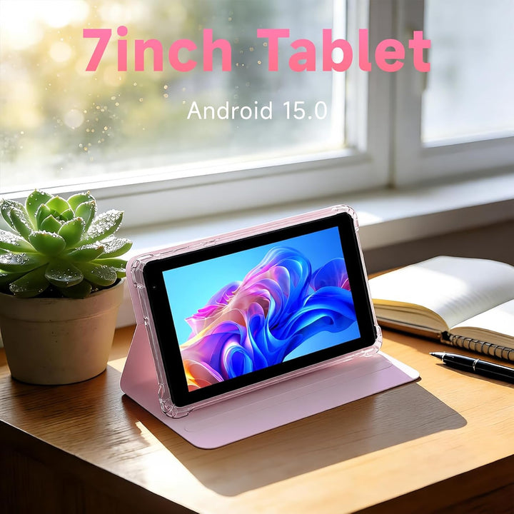 WUIUHOU Tablet Android 15 de 7 pulgadas, tablet con funda, 8 GB de...