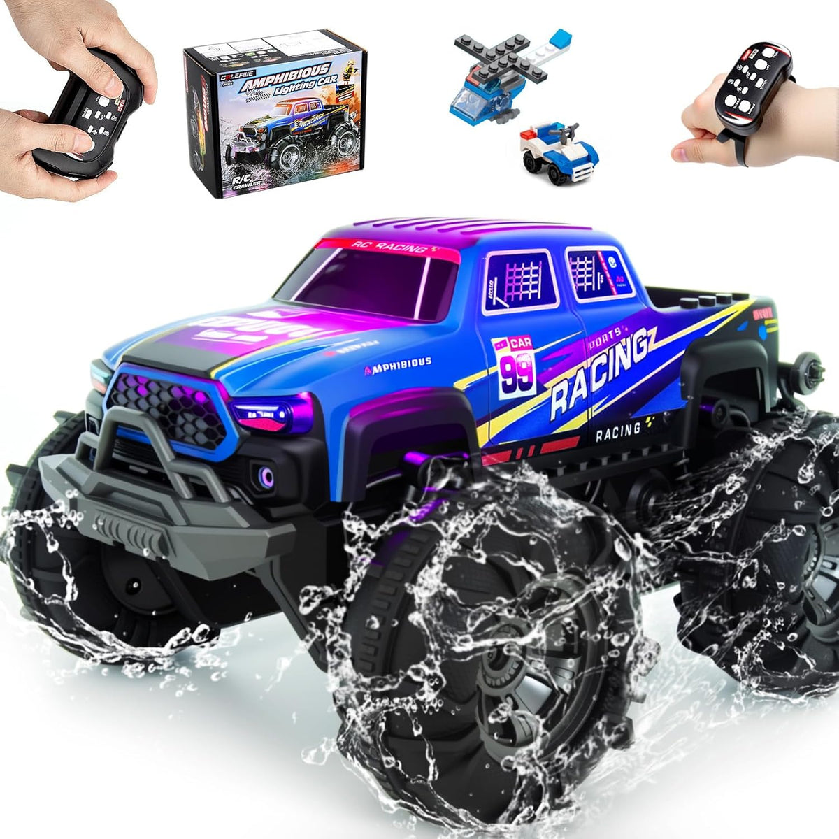 Anfibio RC Monster Truck con bloques, control de gestos