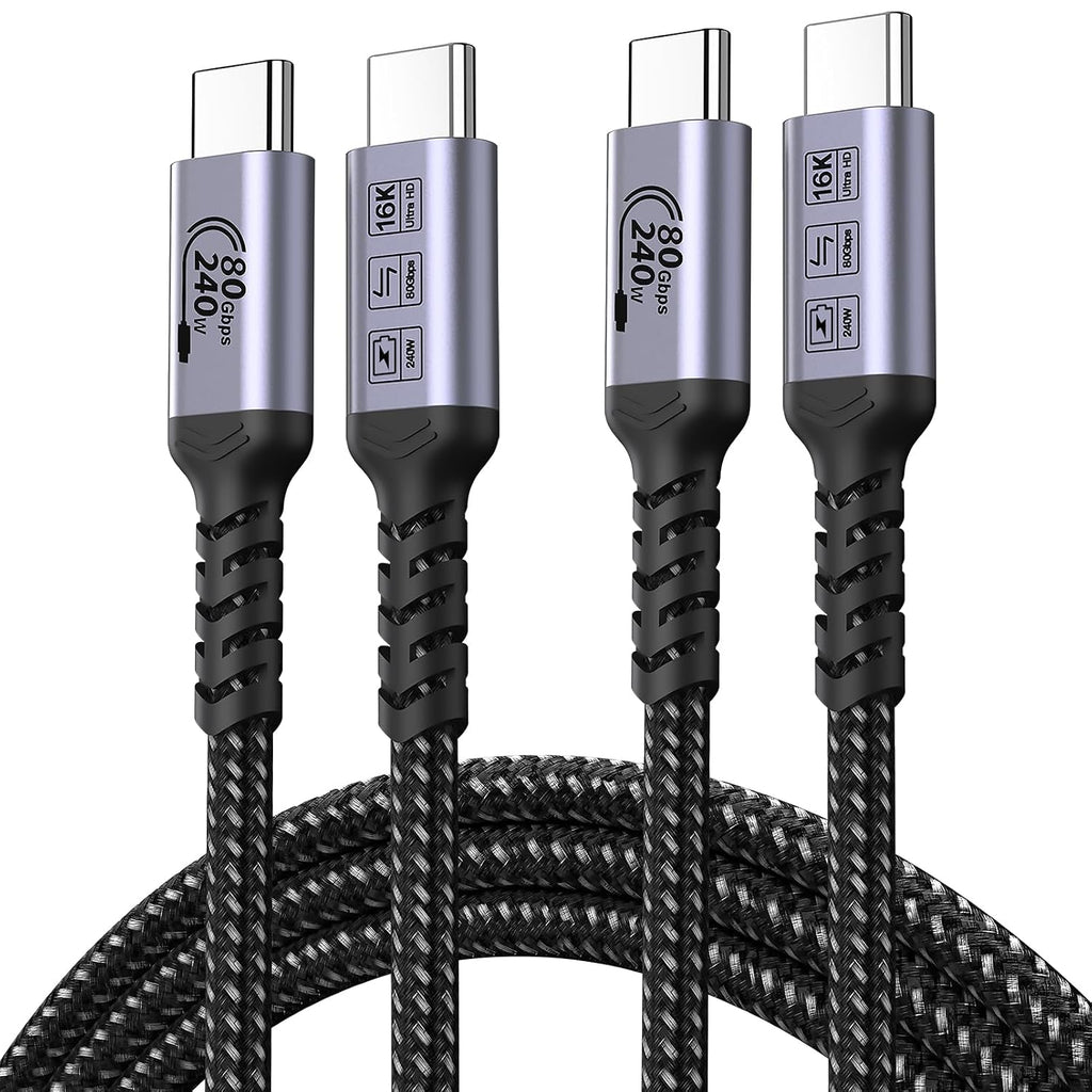80Gbps USB 4.0 para Thunderbolt 4 Cable 6.6FT, 2 Packs, Grey