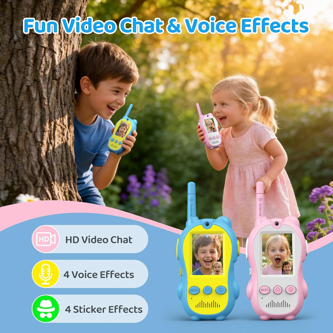 Walkie Talkies de video para niños, paquete de 2 radios recargables...