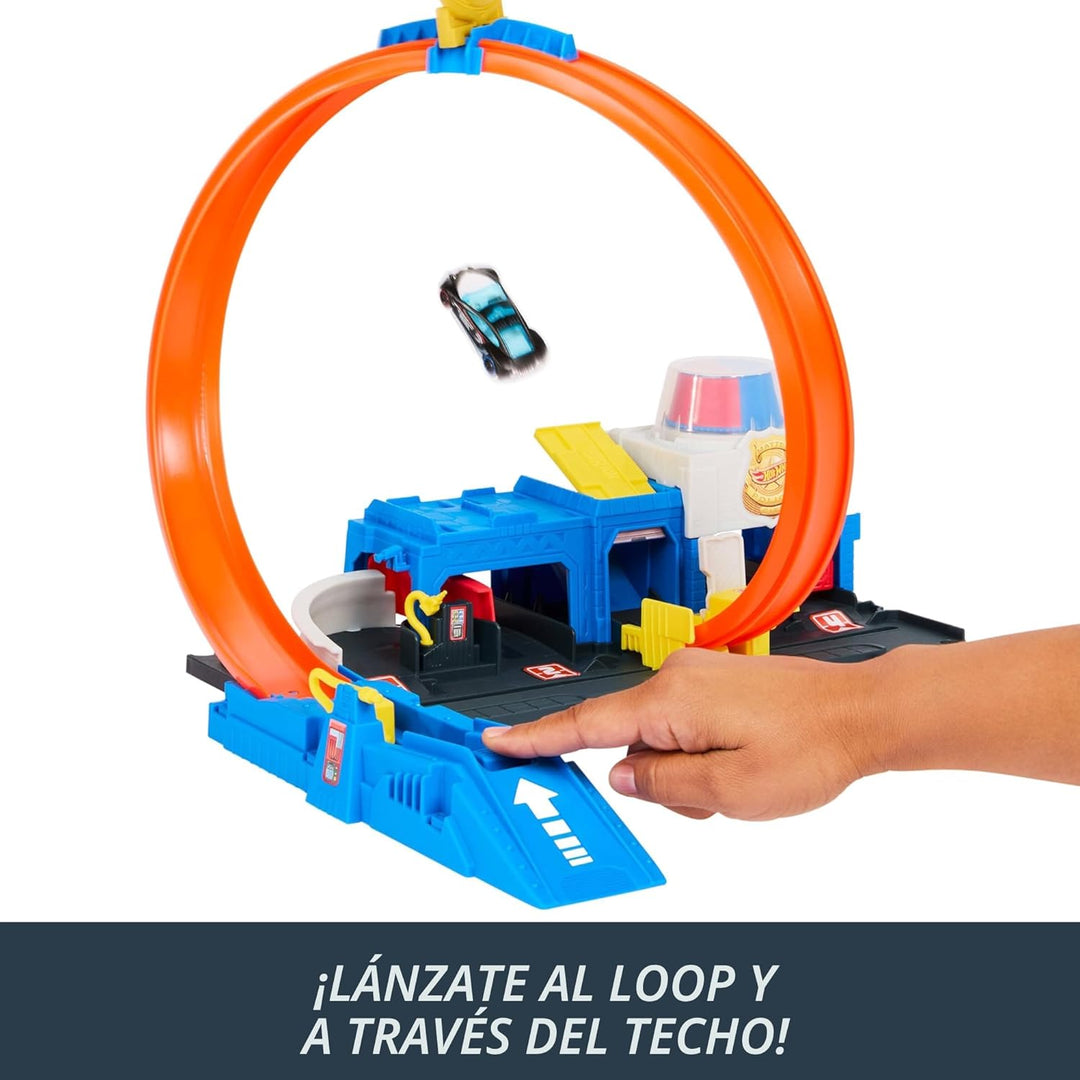Hot Wheels Juego de pistas de coche de juguete, súper estación de p...
