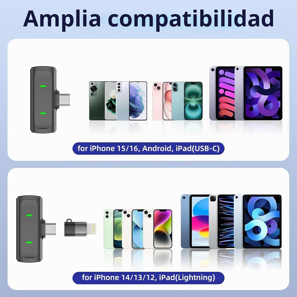 Micrófono Lavalier Inalámbrico Mini para iPhone Grabación de Video