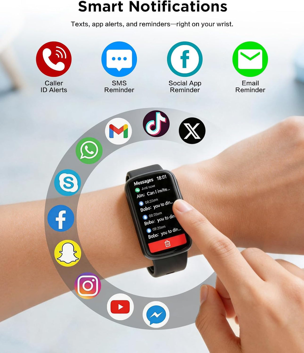 Reloj inteligente rastreador de fitness para hombres y mujeres