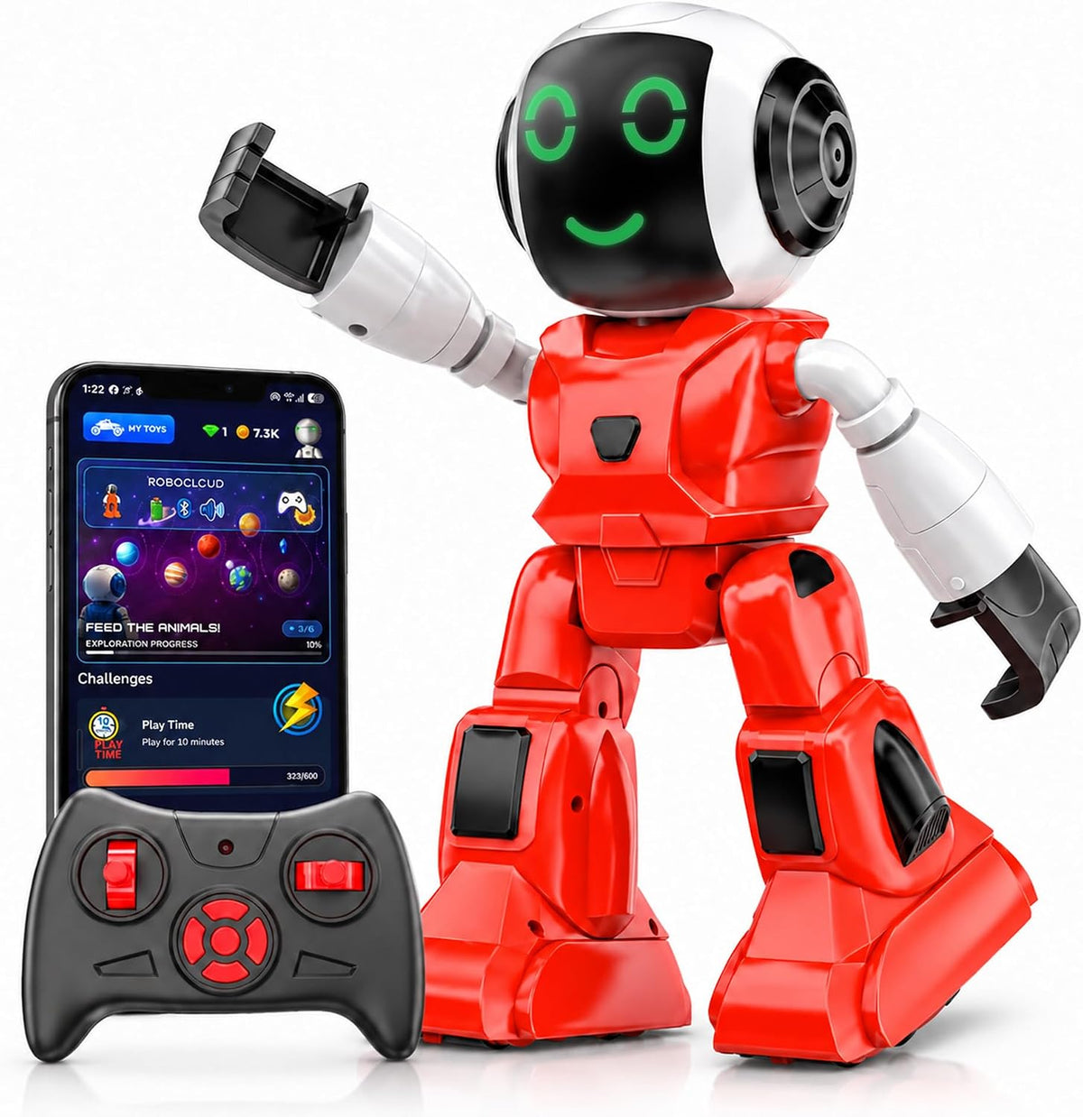 Mirana Moonwalker | Robot inteligente interactivo para caminar y hablar | Juguete controlado por aplicación y control remoto para niños | USB recargable tipo C | Altavoz Bluetooth integrado | Regalo para niños y niñas mayores de 3 años
