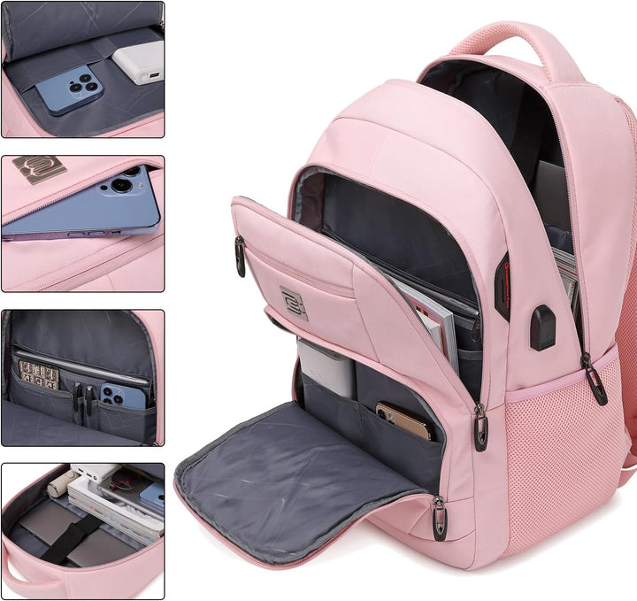 Mochila para Laptop Volher, Rosa claro, 15,6 pulg., Computadora por...