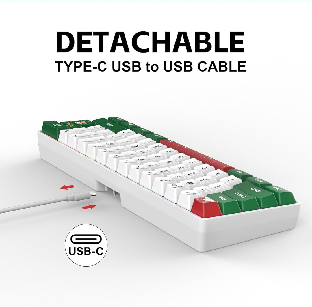 Snpurdiri Teclado para juegos 60% con cable, retroiluminado RGB, pe...