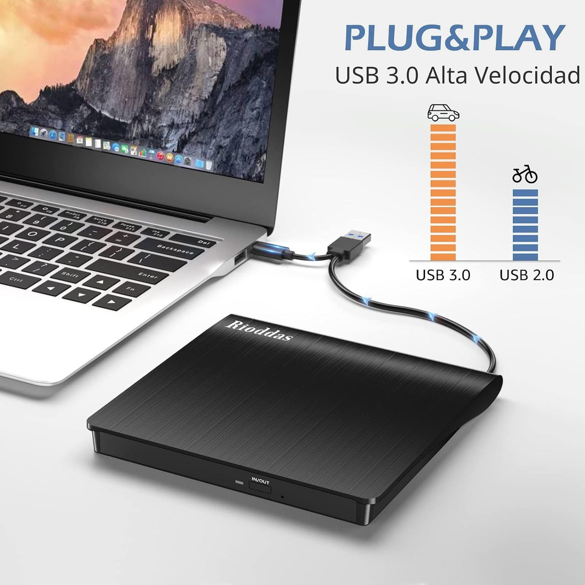 Duplicador de Discos Unidad de DVD Externa USB 3.0 Tipo C CD DVD Po...