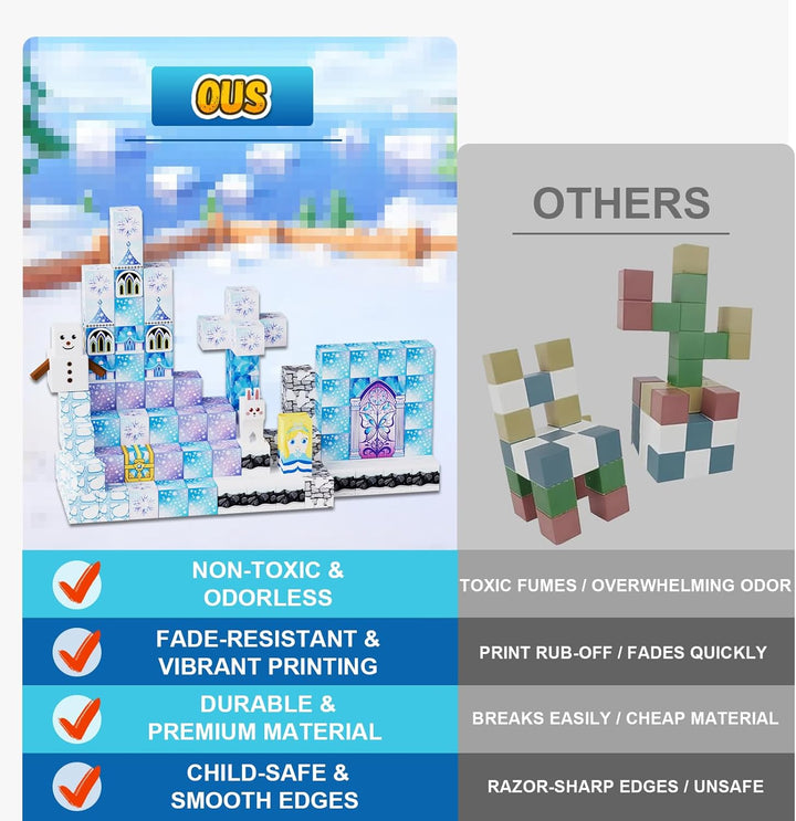 Fitrobust Paquete de 200 bloques magnéticos para niños, juguetes de...