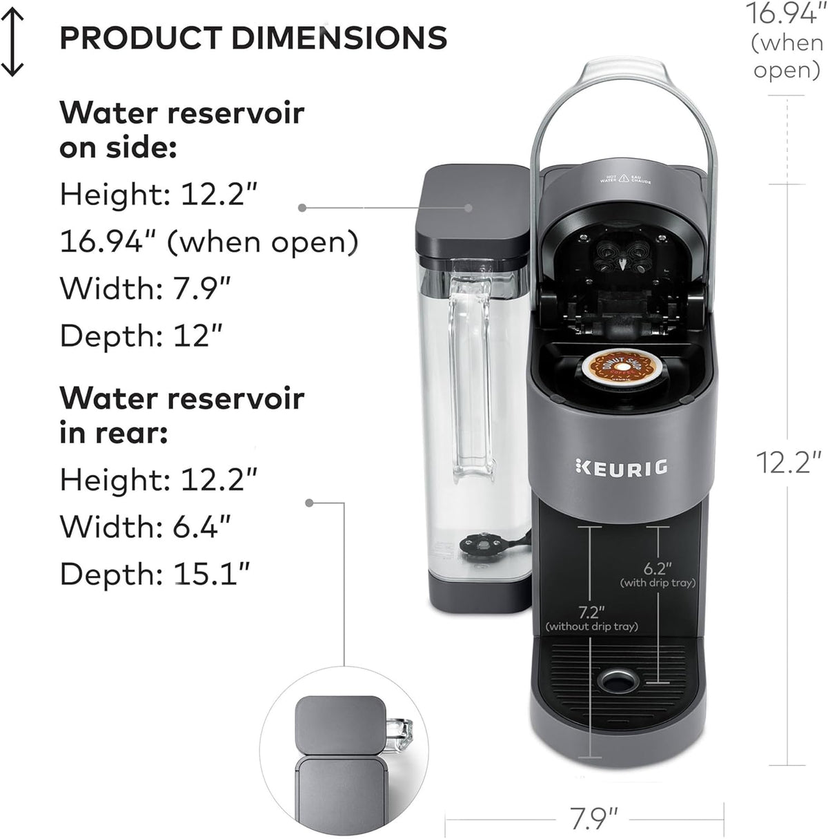 Keurig K-Supreme - Cafetera de cápsulas K-Cup de una sola porción, tecnología MultiStream, 4 tamaños de preparación, depósito extraíble de doble posición de 66 onzas, gris
