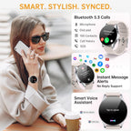Reloj inteligente para mujeres y hombres, rastreador de actividad AMOLED de 1.614 in para Android iPhone con pantalla siempre encendida, más de 150 deportes, contador de calorías y pasos, monitor de sueño, responder/hacer llamadas (luz de estrellas)