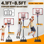 Anillo/Canasta Portátil de 32" para Baloncesto al Aire Libre, Altura Ajustable de 4.1–8.5 pies