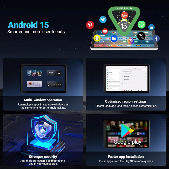 Evermyth Tablet Android 15 de 10 pulgadas, 16 GB de RAM 32 GB ROM 1...