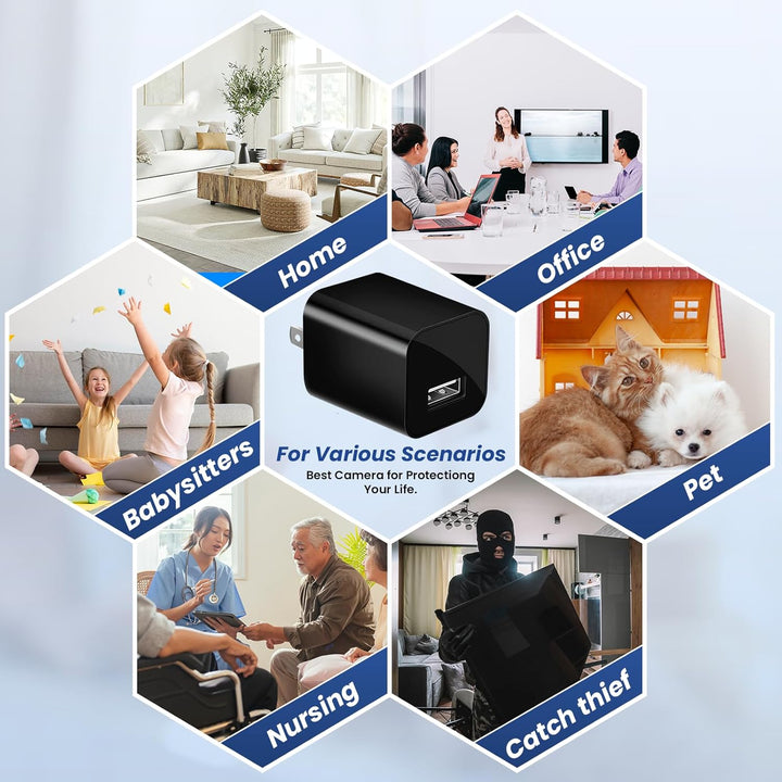 ZOGGCOX Cámara oculta 1080P WiFi con cargador USB cámara