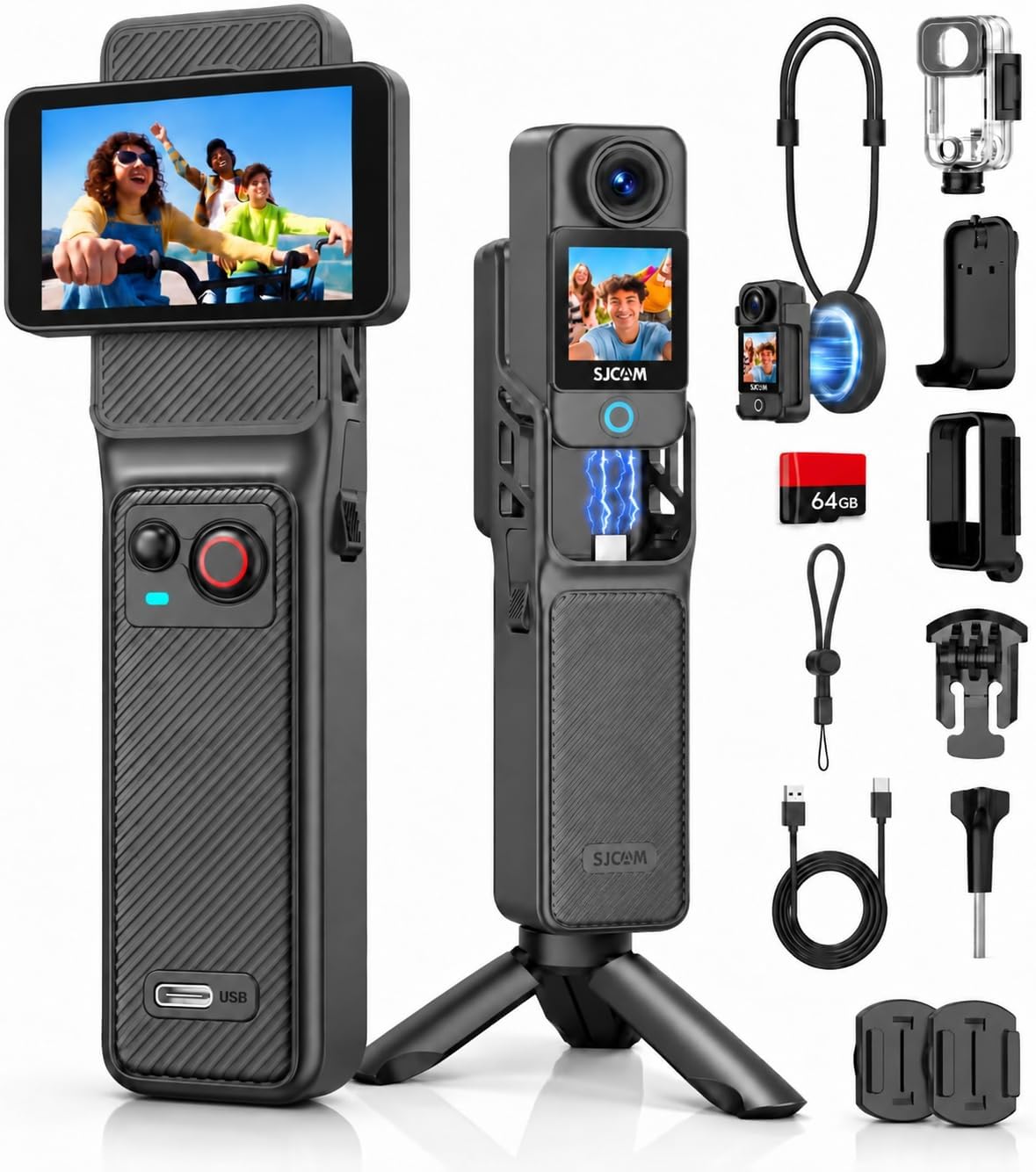SJCAM C400 4K 64GB YouTube Vlogging Cámara para viajes y creador de contenido