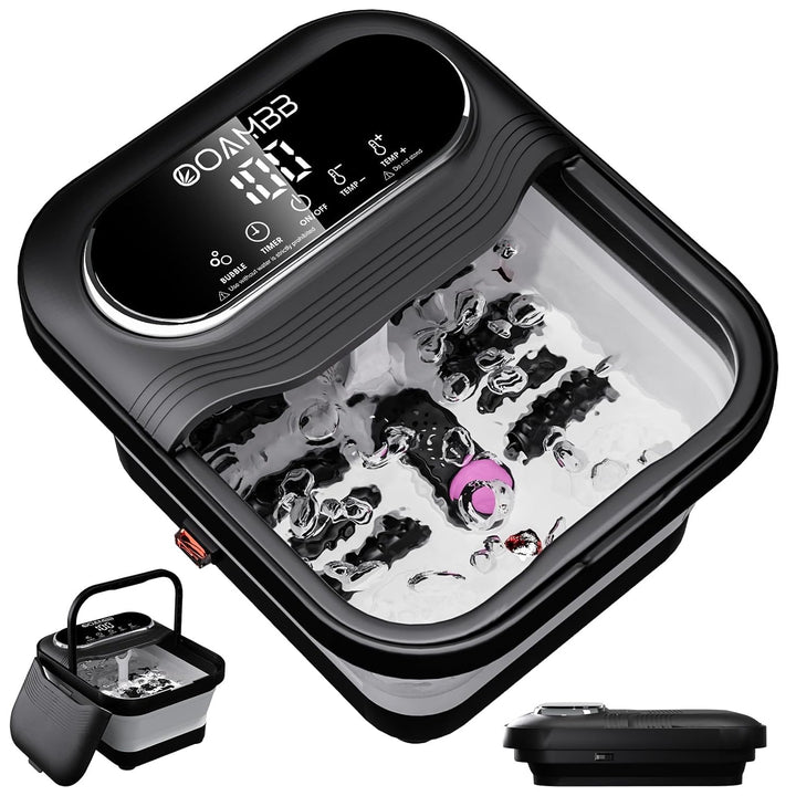 OOAMBB Spa de pies plegable con control de calor, burbujas y temper...