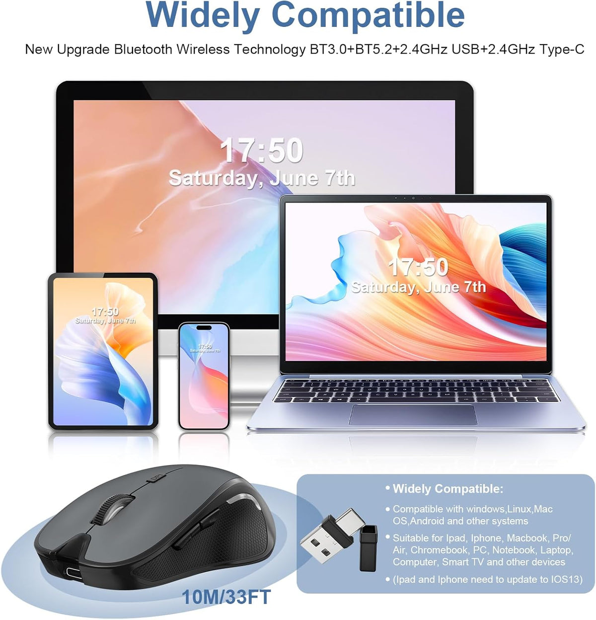 Mouse para MacBook Mouse inalámbrico Bluetooth portátil MacBook Air...