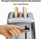 Tostadora Hamilton Beach de 2 ranuras con ranuras extra anchas, ajuste de bagel, función de expulsión de pan tostado, bandeja extraíble para las migas, apagado automático y botón de cancelación
