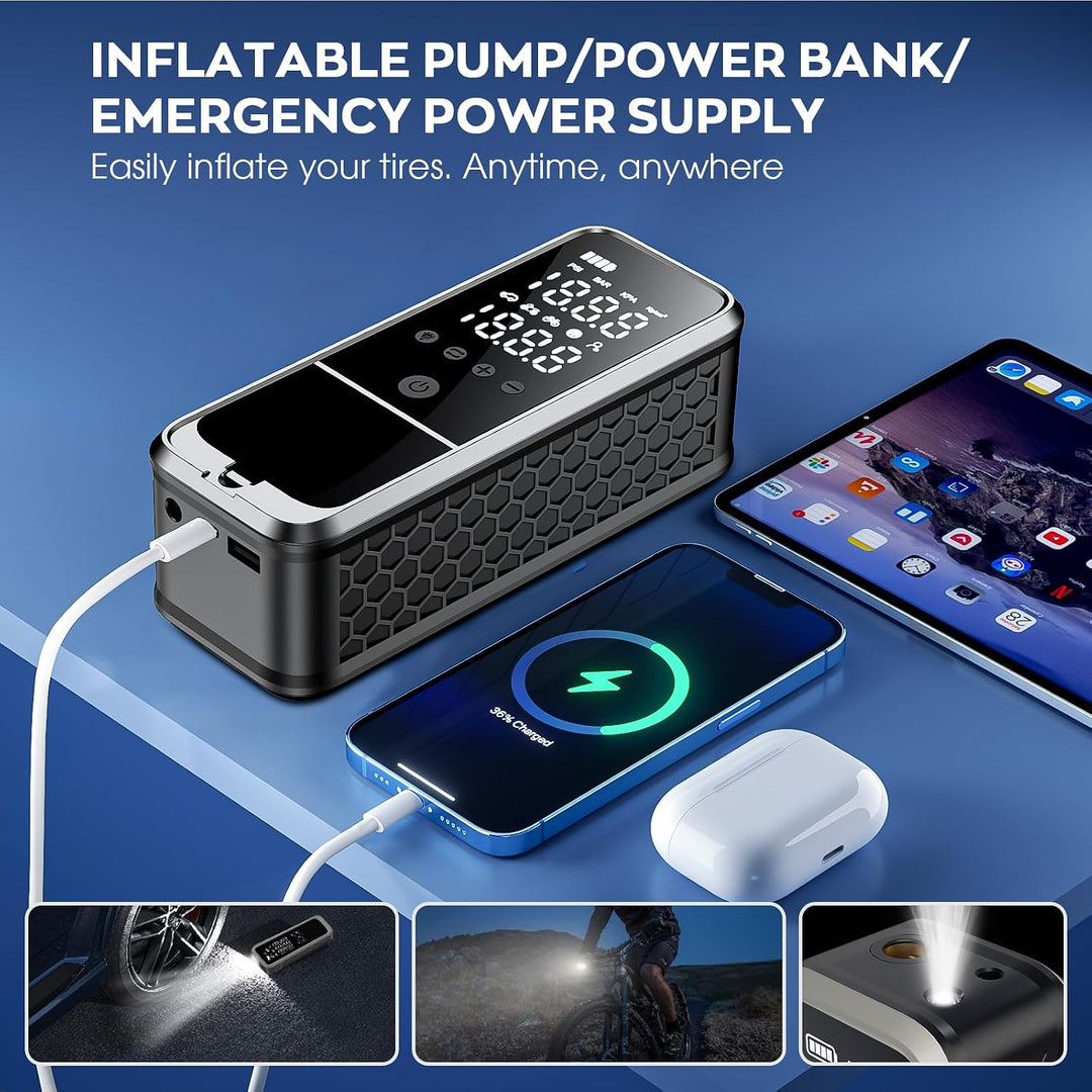 KZKB Compresor de aire portátil para inflar neumáticos, bomba de ai...