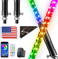 Ehaho 2PCS 5FT Whip Lights con base de resorte, RGB Chasing, APP y Control Remoto