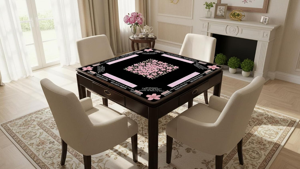 Tapete de Mahjong estadounidense (33 x 33, 0.1 in de grosor, flor de cerezo)