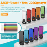 Kepmem Paquete de 10 Memorias USB de 32GB, Stick USB 2.0, Memorias...