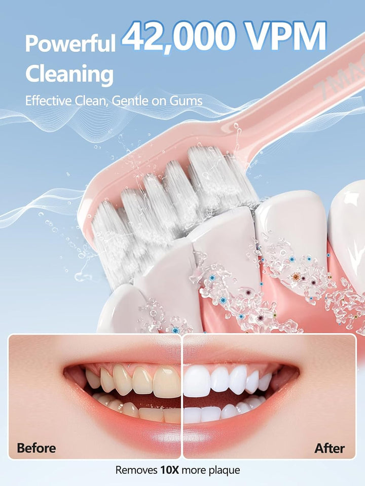 7MAGIC - Cepillo de dientes eléctrico sónico, tiempo de funcionamie...