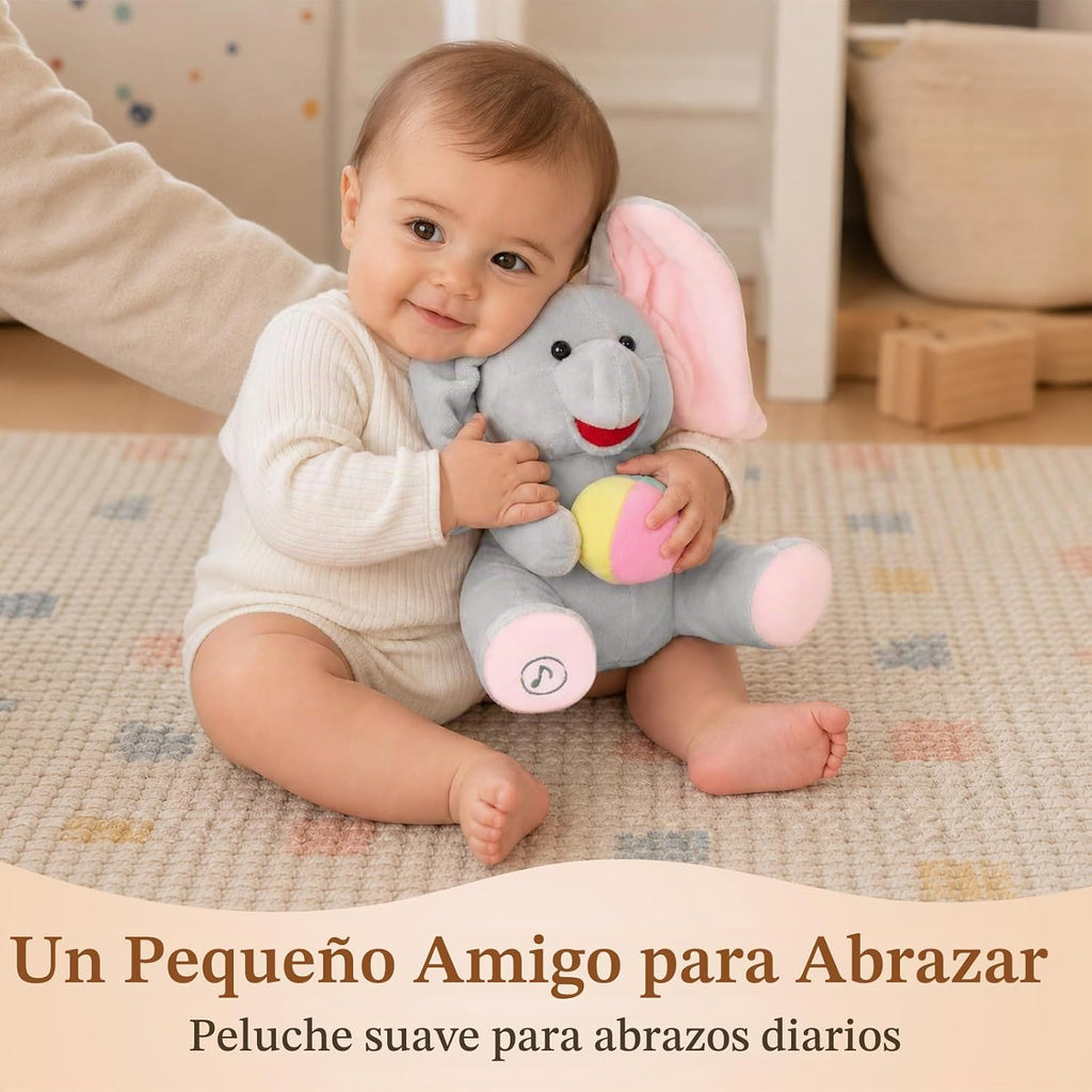 Peek a Boo Elefante de juguete, juguete musical interactivo para
