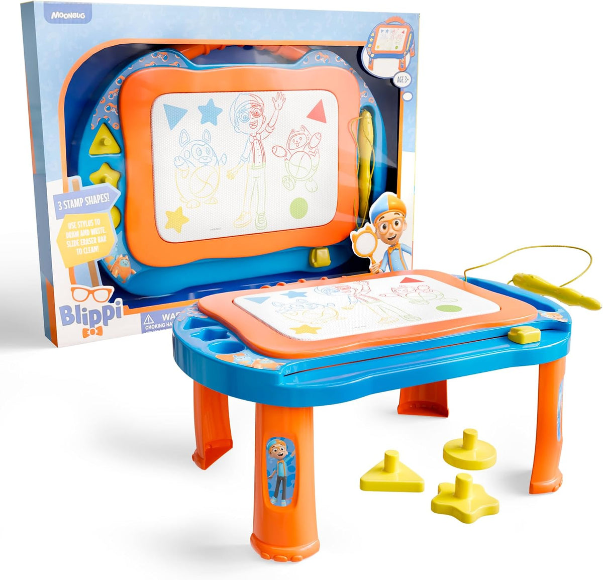 Lollipop Blippi - Tableta de escritura magnética para niños, juguetes ideales para bebés y niños pequeños, tablero de dibujo magnético con soportes, bolígrafo y sellos, juguetes de aprendizaje