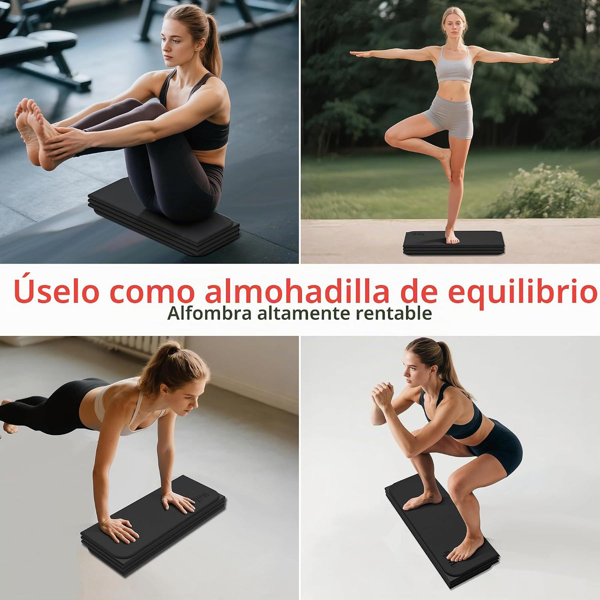 WEILA Esterilla de Yoga Plegable TPE 1/2 pulgada 70"x24", Colchoneta Pilates Antideslizante Gruesa