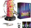 Juego de torre que brilla en la oscuridad, base giratoria y luces RGB para pastilla, bloque acrílico, apilamiento y equilibrio divertido para Kds y aduits, juego de mesa interior para noche de juegos