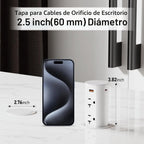 Toma de corriente desplegable de 20 A para encimera, tira de alimentación empotrada con agujero de 2.5 pulgadas, receptáculo resistente a manipulaciones, USB C de 20 W, 4 tomas, ahorro de espacio para cocina, escritorio de oficina, cable de extensión de 1