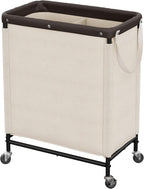StorageWorks 2 Sección de Cesta de Lavandería, 100L Beige Clasificador con Ruedas
