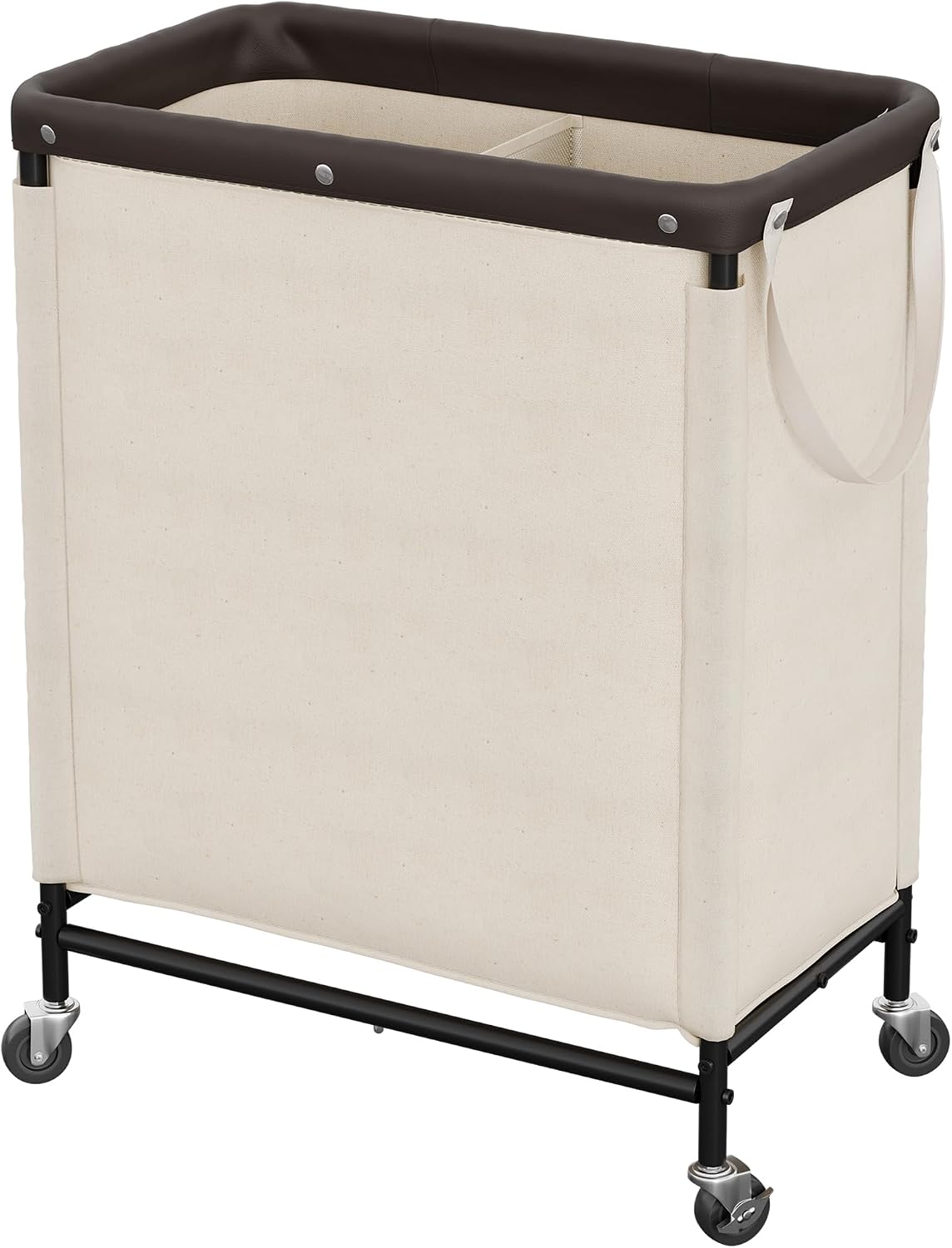 StorageWorks 2 Sección de Cesta de Lavandería, 100L Beige Clasificador con Ruedas