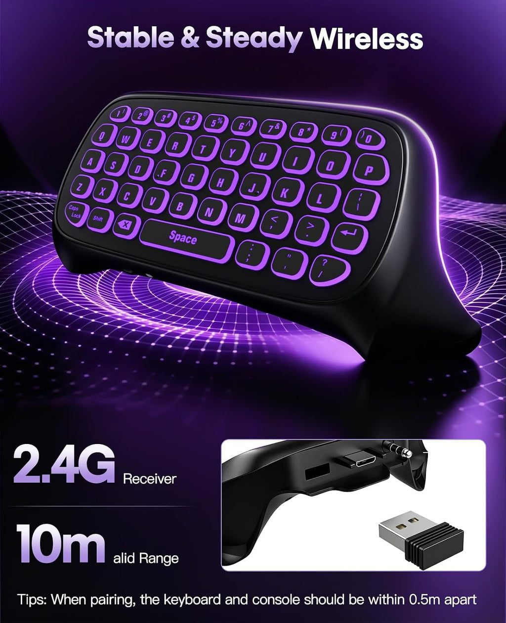 TiMOVO Teclado retroiluminado RGB para control de juegos Xbox, negro