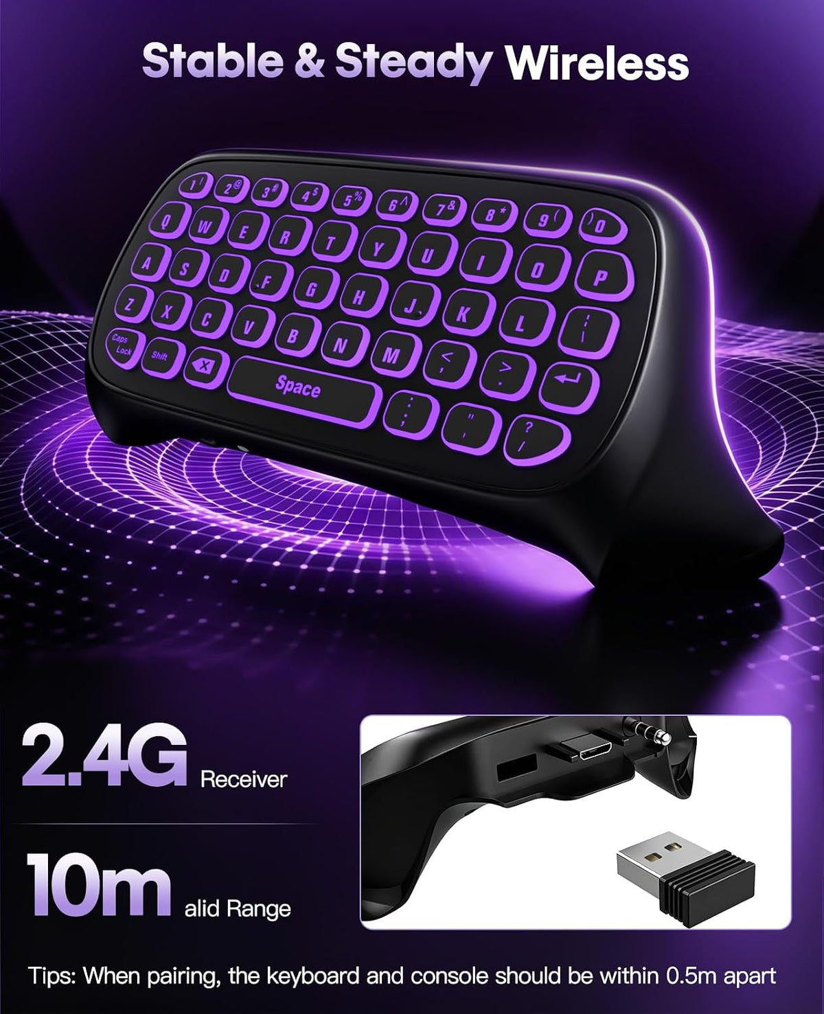 TiMOVO Teclado retroiluminado RGB para control de juegos Xbox, negro