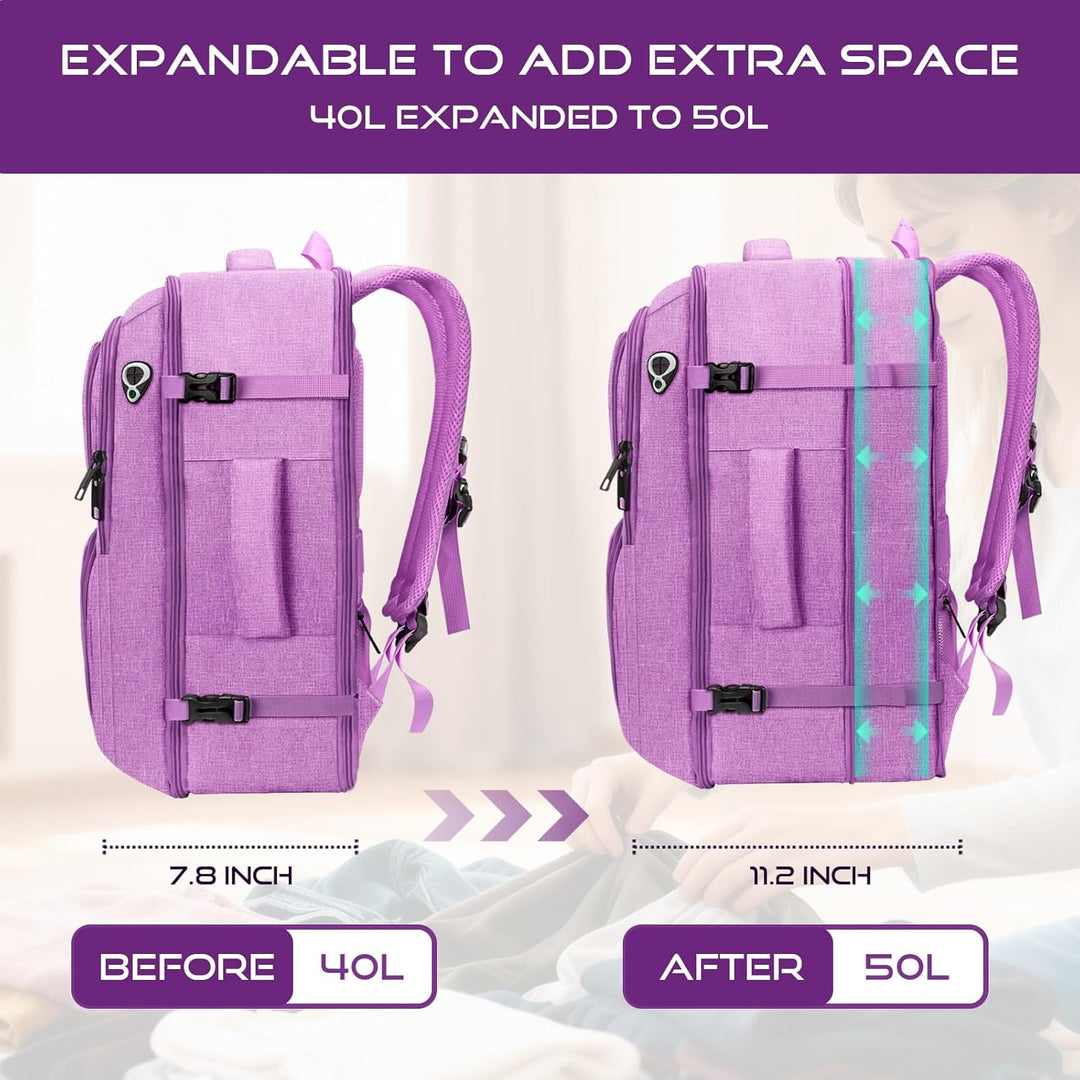 Fxcelets Mochila de viaje para mujer, mochila de transporte expansi...